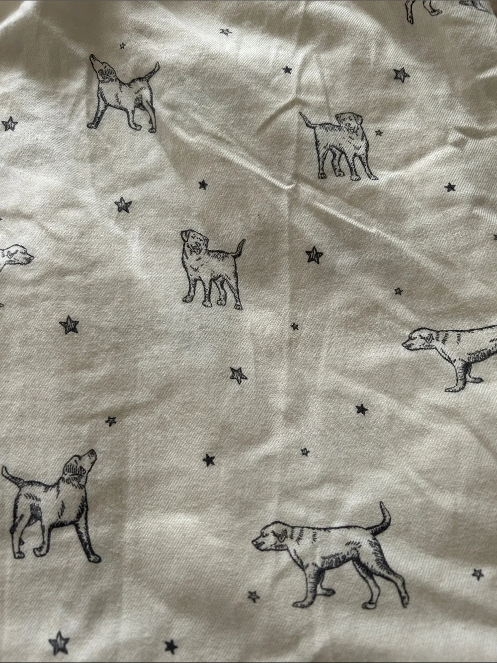 NWT Eddie Bauer cream colored cotton flannel pajama bottoms with black Dog Print
